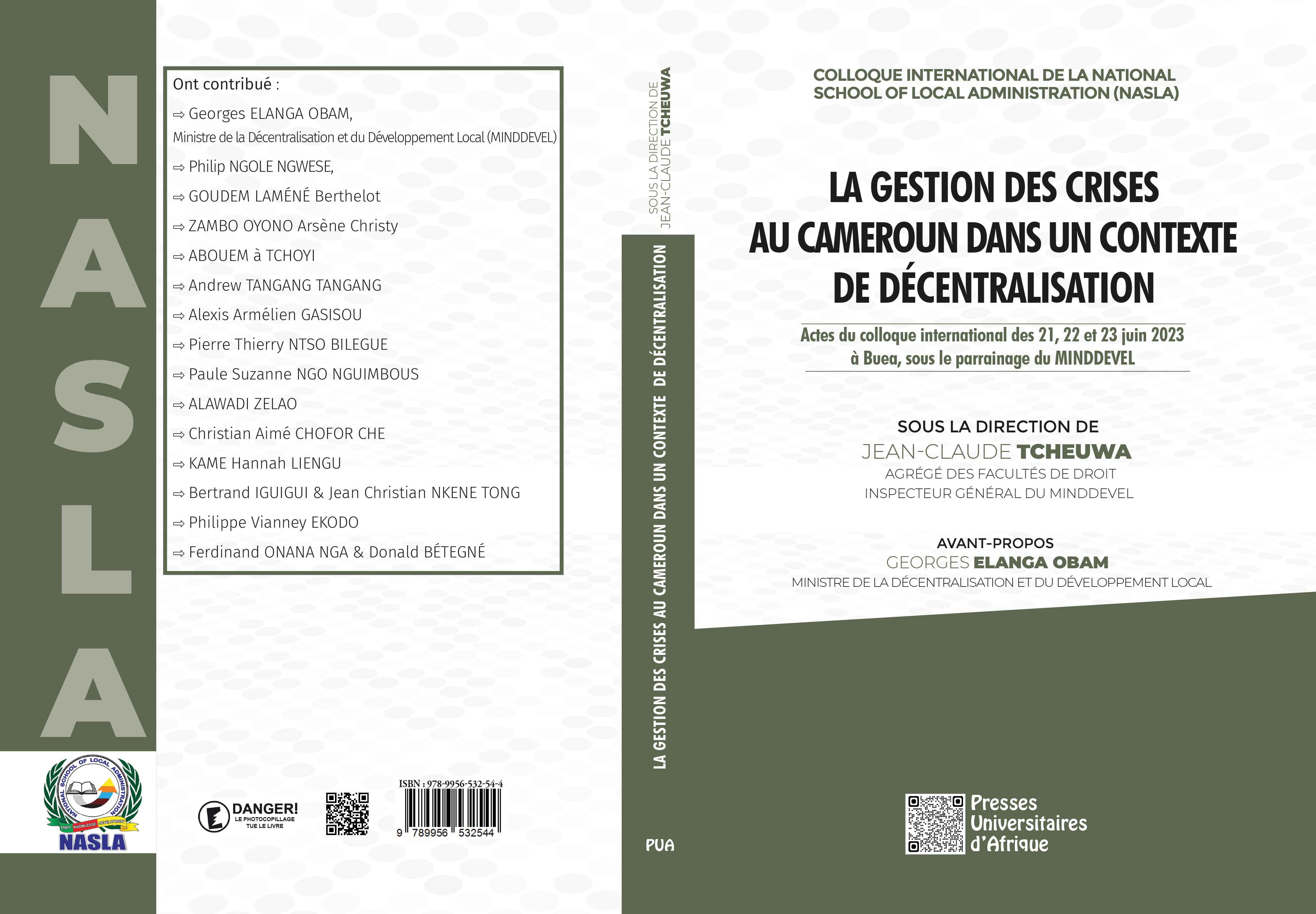 Coverture: LA GESTION DES CRISES AU CAMEROUN DANS UN CONTEXTE DE DÉCENTRALISATION