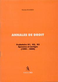 Couverture : Annales de Droit