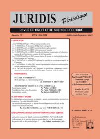 Couverture : Juridis N° : 55