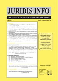 Couverture : Juridis N° : 27